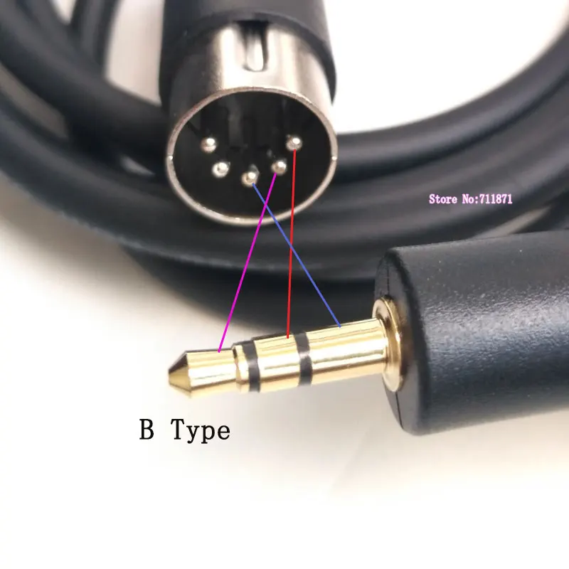 A B Type Stereo TRS 3.5 Male to 5P 5Pin DIN Male Audio Cable Line 5Pin DIN MIDI male to TRS 3.5mm Male Adapter Wire Cord 3.5 Din