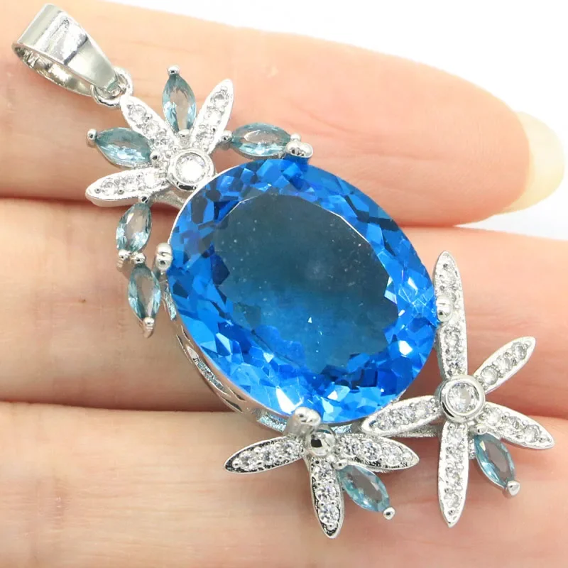 Colgante de plata de ley 925 auténtica de 11g, tanzanita violeta azul rica, Aguamarina azul rica, Topacio azul de Londres CZ, fiesta para mujer
