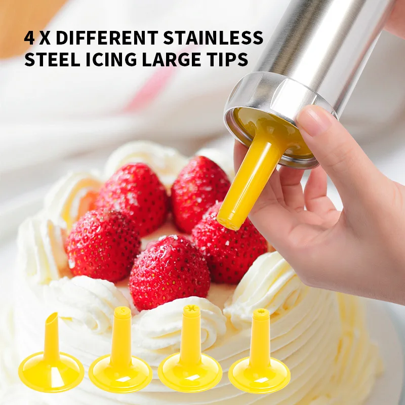 Stainless Steel Cake Cream Decorating Gun Set Nozzle Piping Dessert Muffin Maker Pastry Airbrush Cookie Baking Tools Kitchen