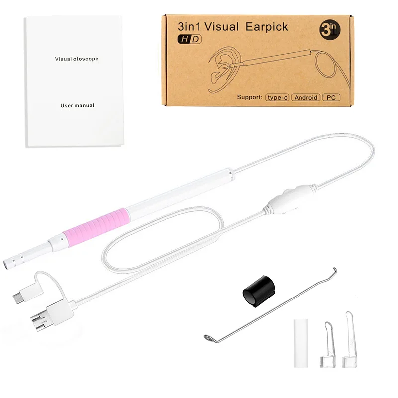 Medical In Ear Cleaning Endoscope Spoon Mini Camera Ear Picker Ear Wax Removal Visual Ear Mouth Nose Otoscope Support Android PC