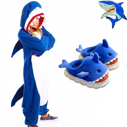 Blue Shark Onesie Pajamas Kigurumi Unicorn New Animal Men Women Adult  Cartoon Soft Halloween Party Costumes Jumpsuits Slipper