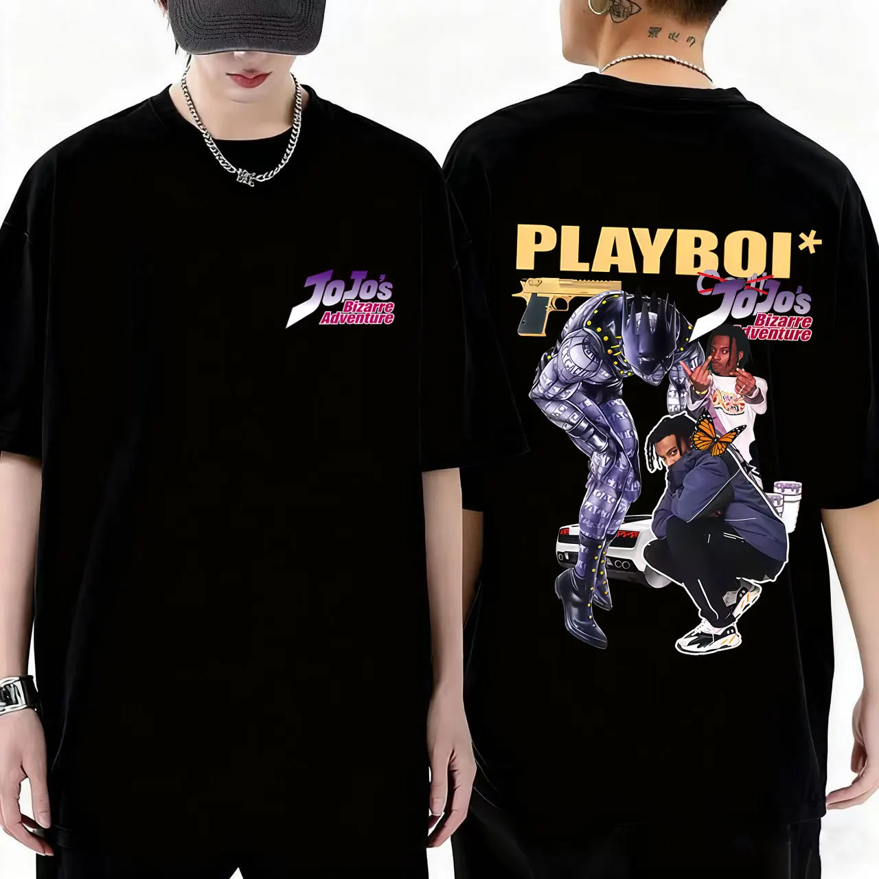 Anime Jojo Bizarre Adventure Graphic T Shirt Rapper Playboi Carti Opium Merch T-shirt Men Women Manga Casual Oversized T-shirts