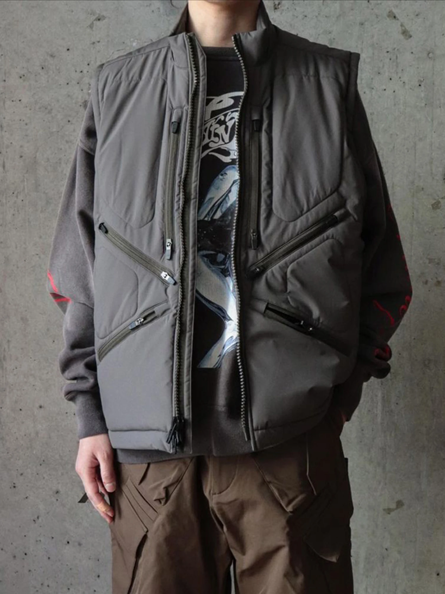 NJWN V91WS Multifunctional Vest with Windproof Inner Cotton Jacket Multiple Pockets Detachable Fleece Outerwear for Men