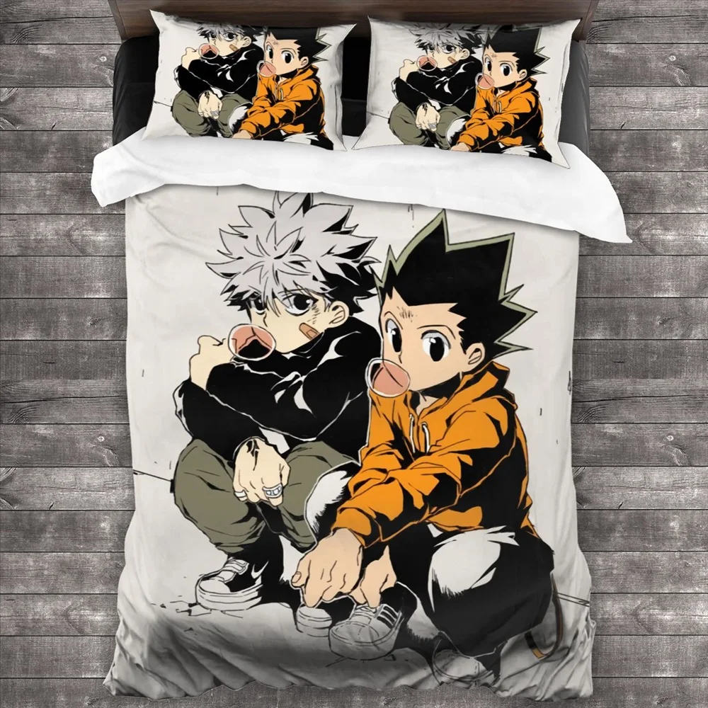 Anime Hunter X Hunter Bedding Set 3 Pieces Cartoon Duvet Cover Quilt Cover Japanese Manga Home Textiles Bedroom Decor