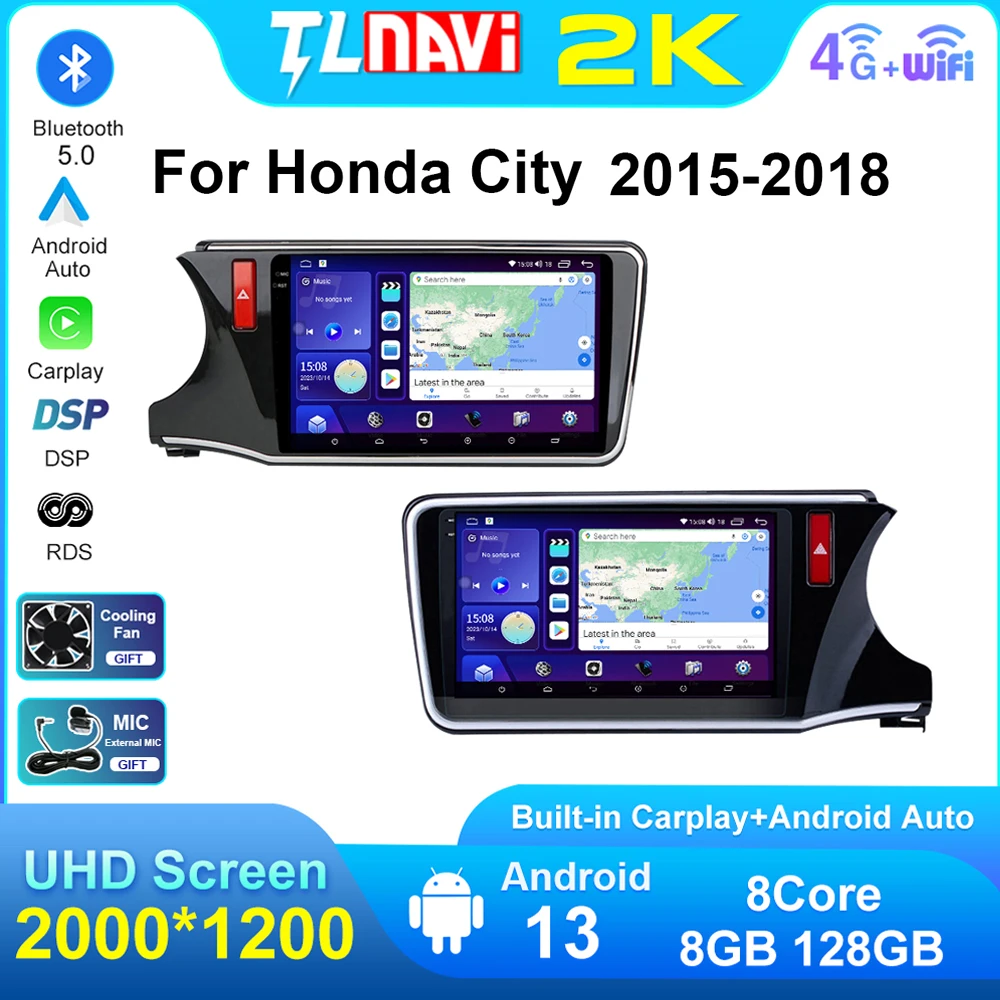 

For 2015 - 2018 Honda City LHD/RHD 8octa-Core 8G128G Android Auto Carplay GPS Navigator Car Radio Audio Stereo Multimedia Player