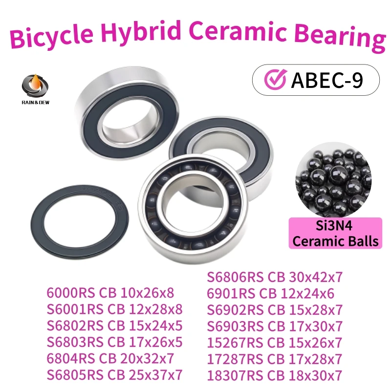 1 Pcs 6902 Bicycle Hybrid Ceramic Bearing ABEC-9 6802 6803 6805 6000 6001 6903 15267 17287 18307 -2RS Mountain Bike Bearings