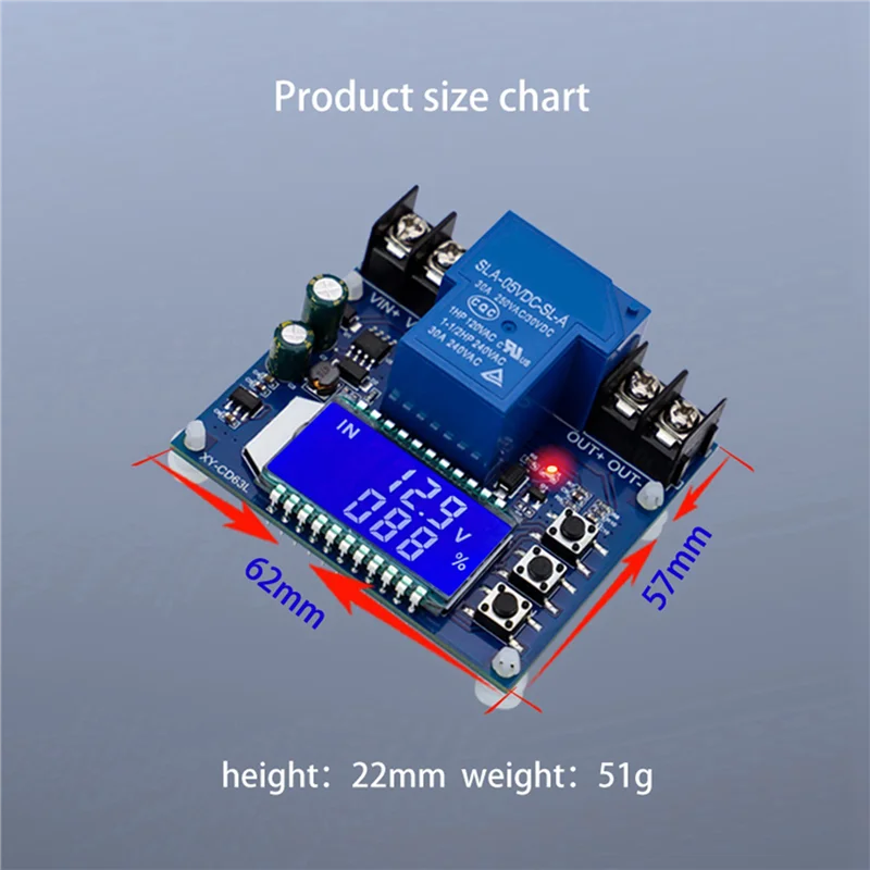 -A96Z 3X DC6-60V 30A Modulo di controllo carica batteria di accumulo Scheda di protezione Caricatore Interruttore orario Display LCD XY-CD63L