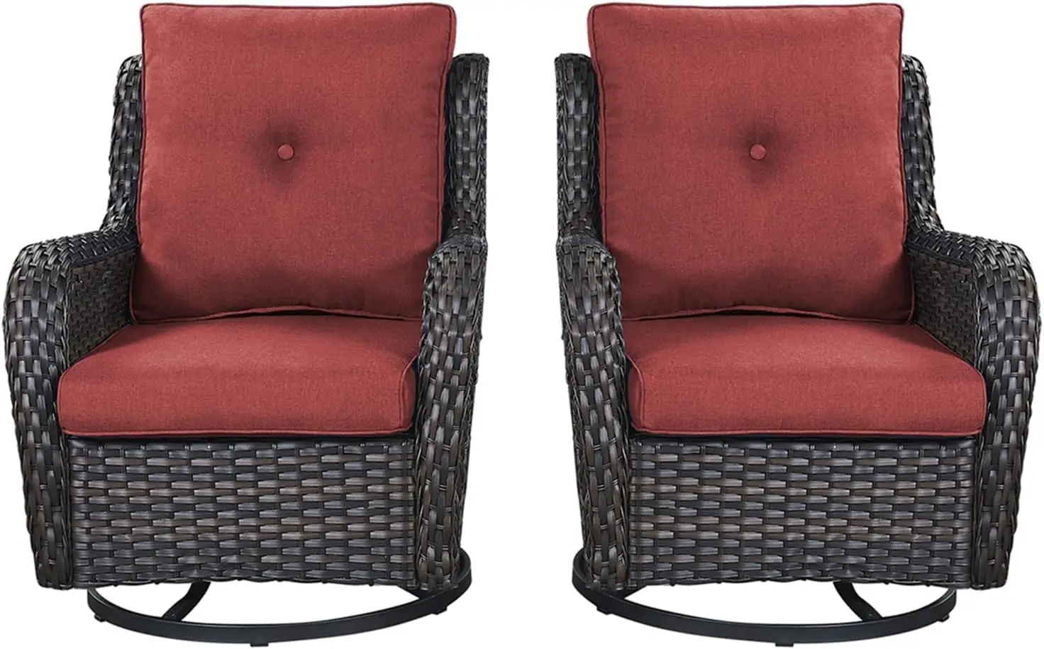 Chairs Rocking Swivel Chiar - 2 Piece Outdoor Wicker Furniture Chairs Set Rattan Rocker Chairs with High Back and Deep Seating