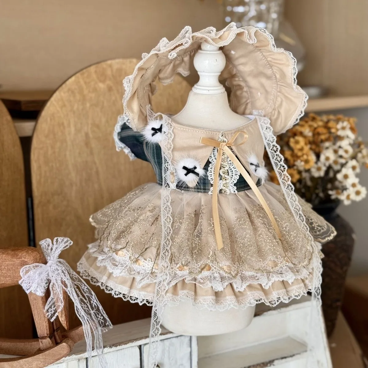 10 cm 15 cm 20 cm 40 cm Baumwollpuppenkleidung, beiges Kleid 50-55 cm wiedergeborenes Puppenkleid mit kostenlosem Versand