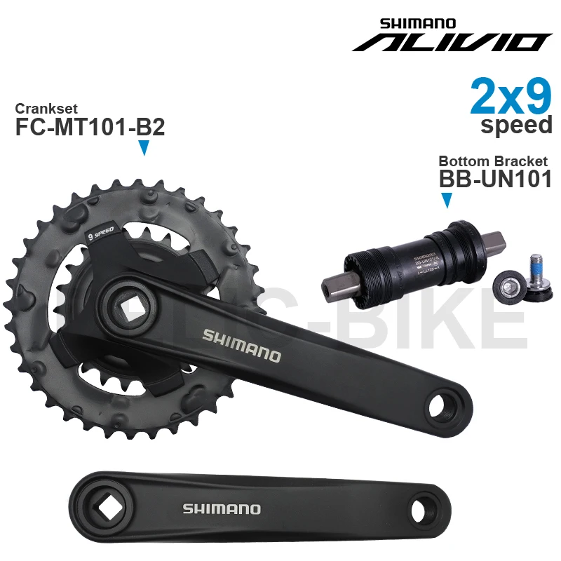 SHIMANO ALIVIO M3100 2x9 Speed Groupset include FC-MT101 Crankset and BB-UN100 BB-UN101 Bottom Bracket Original MTB Parts