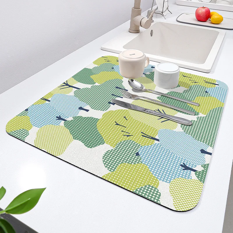 

Quality Kitchen Water Absorbent Pad Drying Dishes Drain Mat for Bar Sink Countertop Table Protector Placemat Heat Insulation Mat