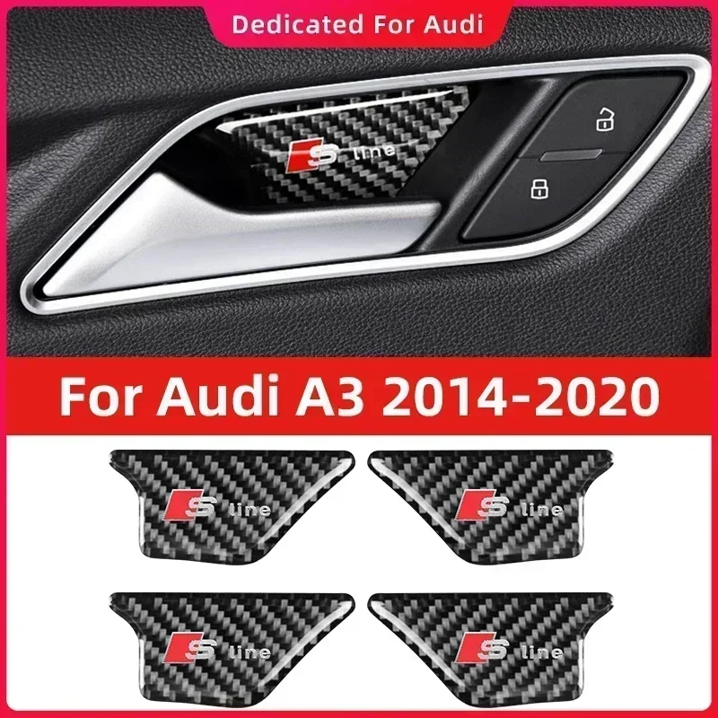

4Pcs Car Door Bowl Sticker Trim Carbon Fiber Cover Automobiles Interior Accessories For Audi A3 8V 2014 2015 2016 2018 2019