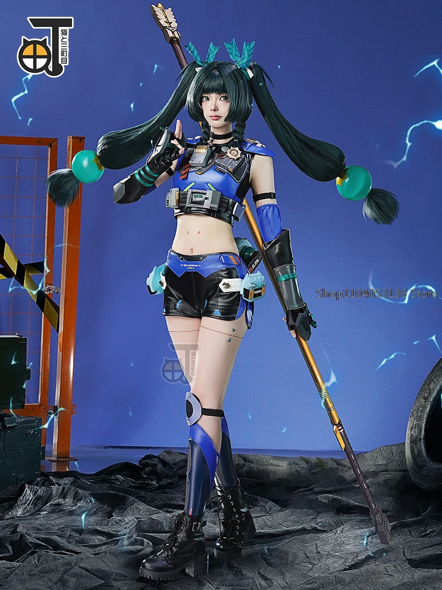 Zenless Zone Zero Qingyi Cosplay Kostüm Perücke Spiel Uniform Weste Shorts Kopfbedeckung Aufkleber Requisiten Halloween Party für Frauen