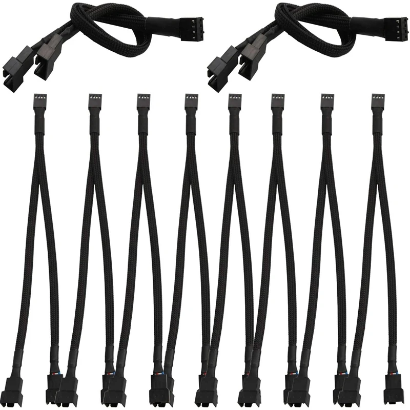 10 Pcs Computer Fan Cable, CPU Fan Splitter, PWM Fan Splitter Cable Fan Running Wires Computer PC Power Cable 4Pin