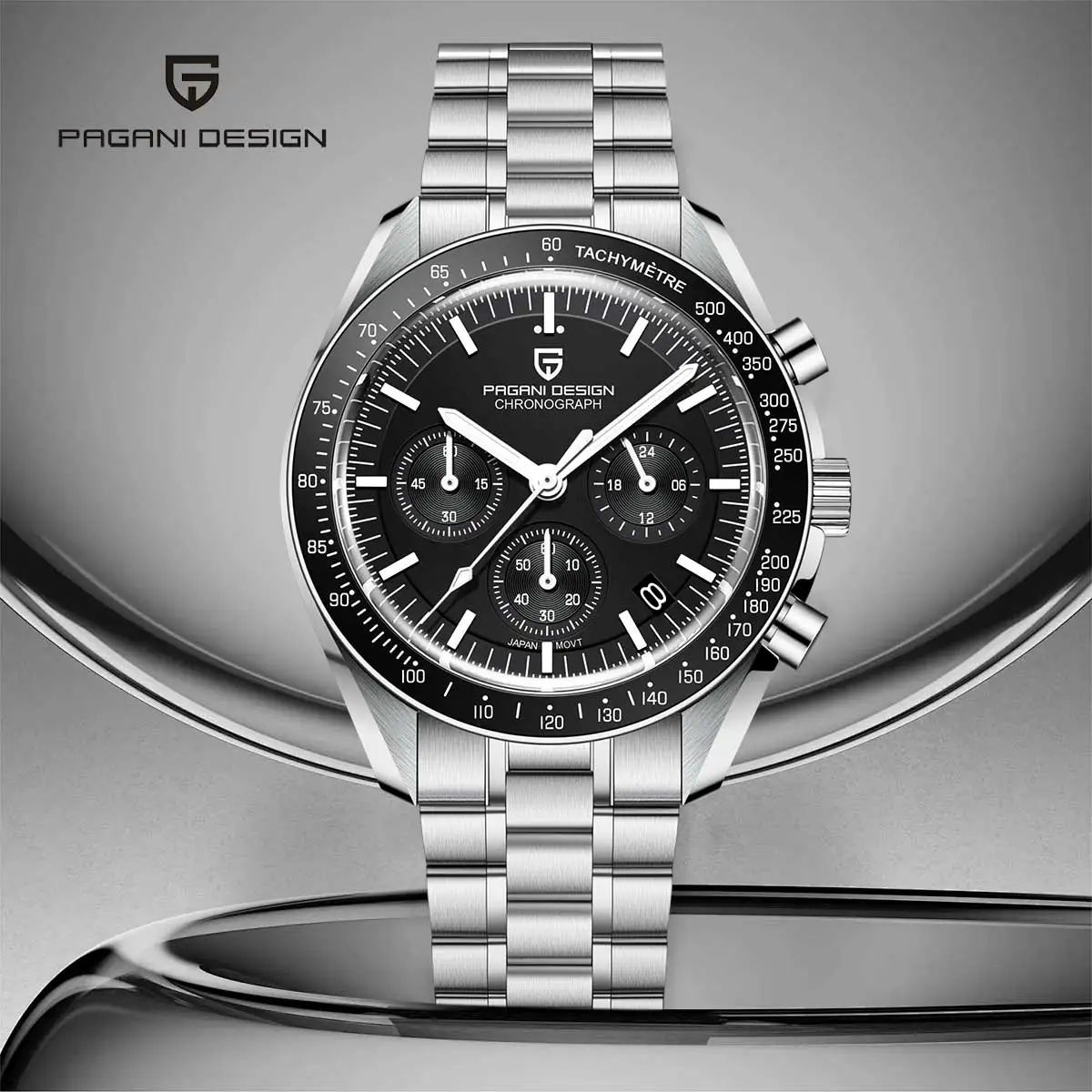 

Новые мужские часы PAGANI DESIGN Moon 2026 года: роскошные кварцевые часы для мужчин с сапфировым стеклом AR, водонепроницаемость 100 м, хронограф