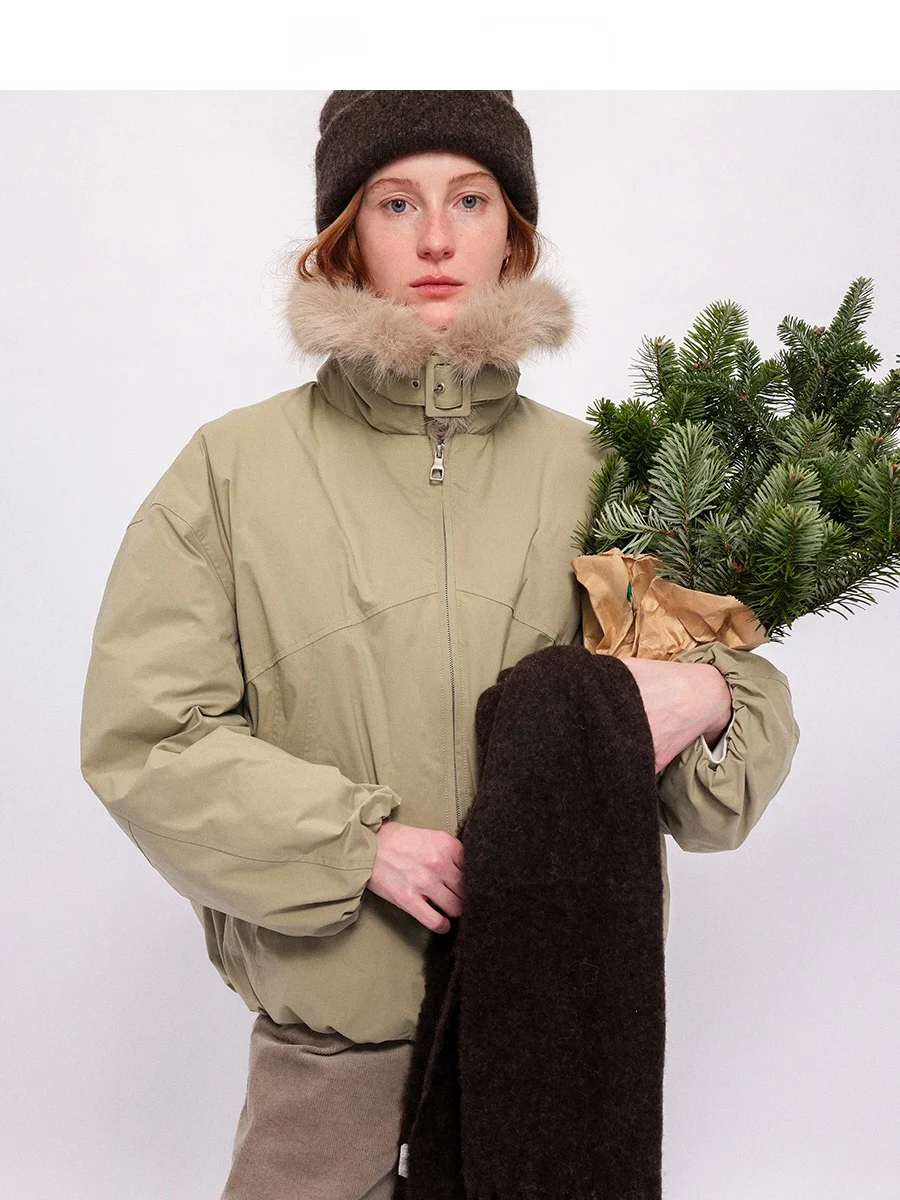 

Женская теплая парка CHACHA Squirrel Chestnut Flower Bud Sensation с воротником-стойкой, свободного кроя, удлиненная