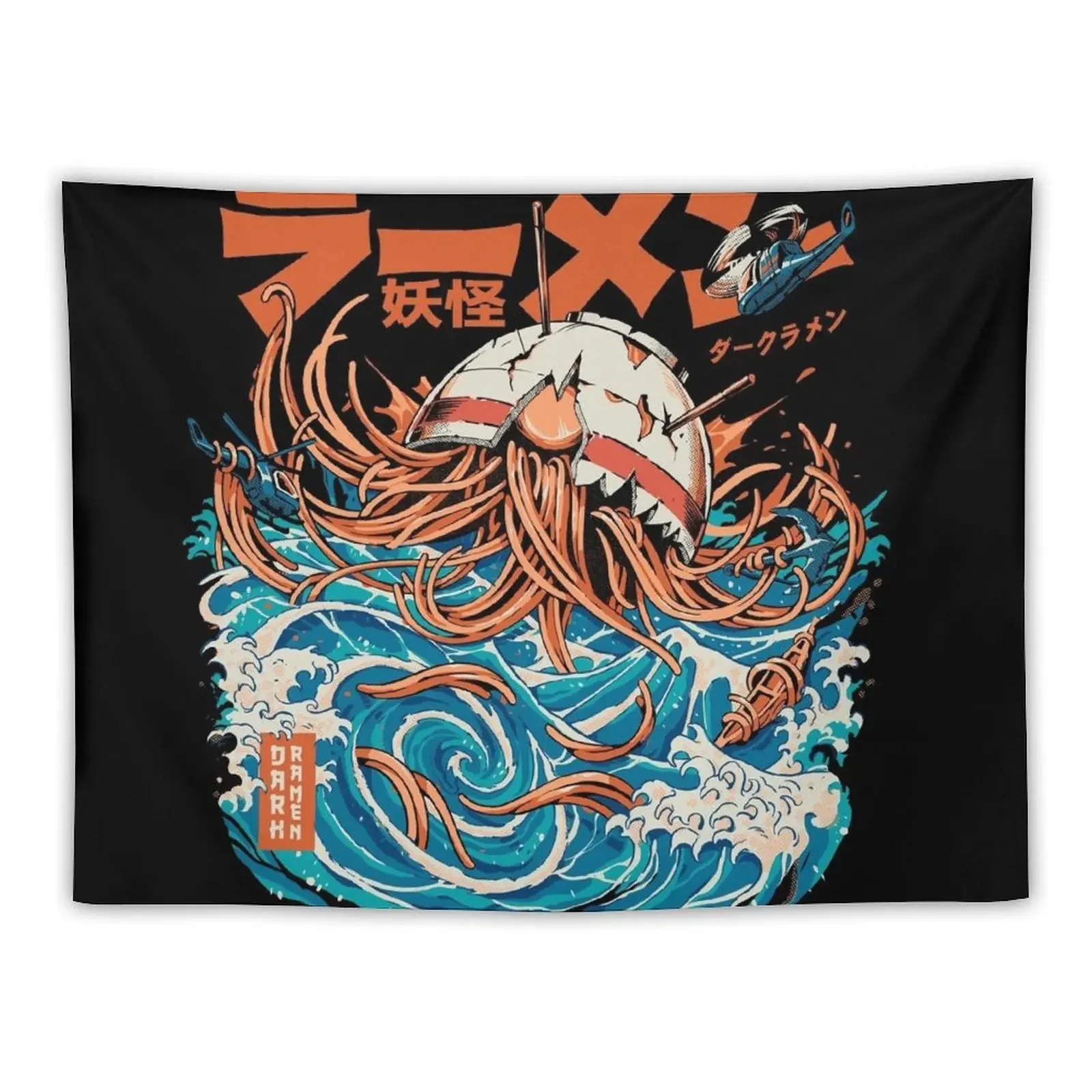 

Black Dark Great Ramen off Kanagawa Tapestry House Decorations Christmas Decoration Tapestry