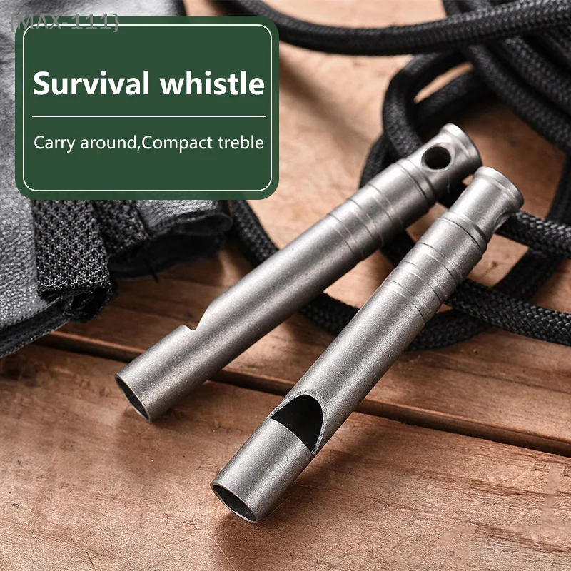 【F2-MAX-111】Titanium Emergency Survival Whistle with Lanyard - Ultralight & Loud Safety Whistle for Camping, Hiking & Outdoors