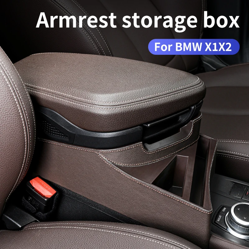 For BMW X1 F48 X2 F39 2016-2022 LHD Car Armrest Storage Box Center Console Organizer Extender Stowing Tidying Auto Accessories