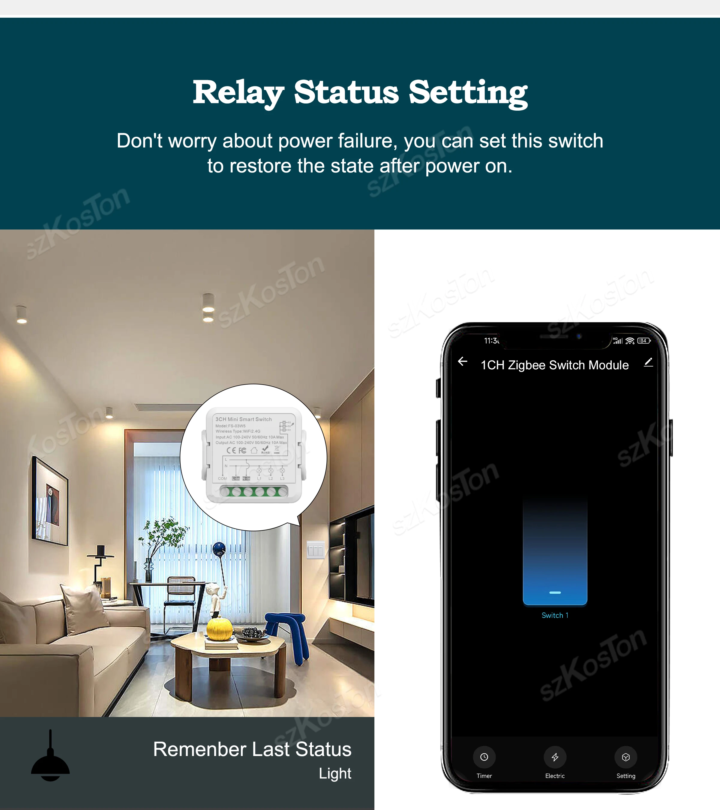 1/2/3/4 Gang Tuya WiFi Smart Switch Module With Dual Way Control, Smart Life Automation DIY Breaker Work with Alexa, Google Home