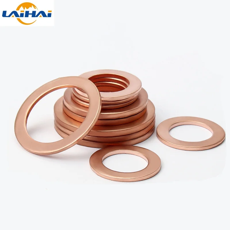 10-50pcs M5 M6 M8 M10 M12 M14 M16 M18 M20 M22 Solid Copper Washer Shim Flat Ring Gasket Rings Seal Plain Spacer Washers Fastener