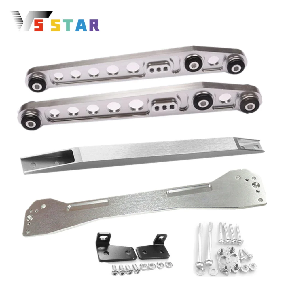 Rear Lower Control Arm Subframe Brace Tie Bar Kit Sliver For 1998-2000 Honda Civic GX Sedan 4D 1.6L 1996-2000 Honda Civic DX Hatchback 3D 1.6L