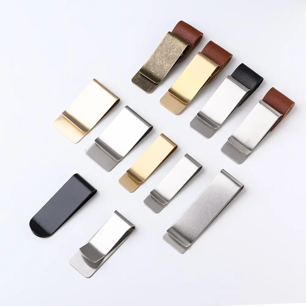 Stainless Steel Handmade Leather Brass Clips Stainless Steel Pen Holder Clip Journal Notebook Paper Folder School Office Supply