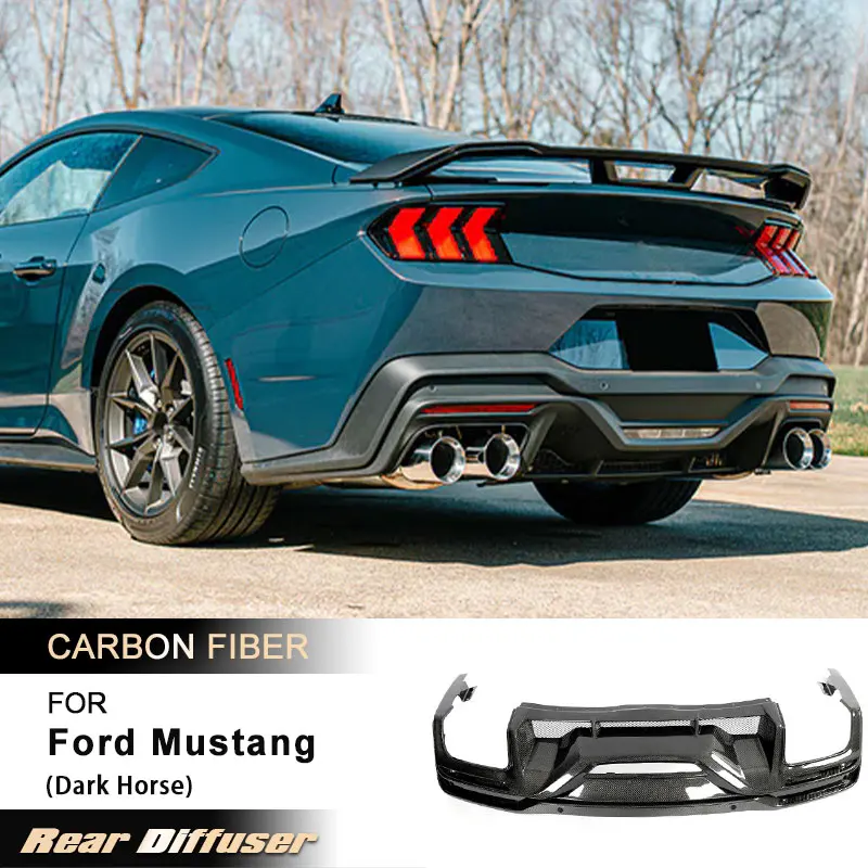 Car Rear Bumper Diffuser Lip Spoiler for Ford Mustang Dark Horse 2024 Racing Rear Diffuser Apron Lip Guard Body Kit Carbon Fiber