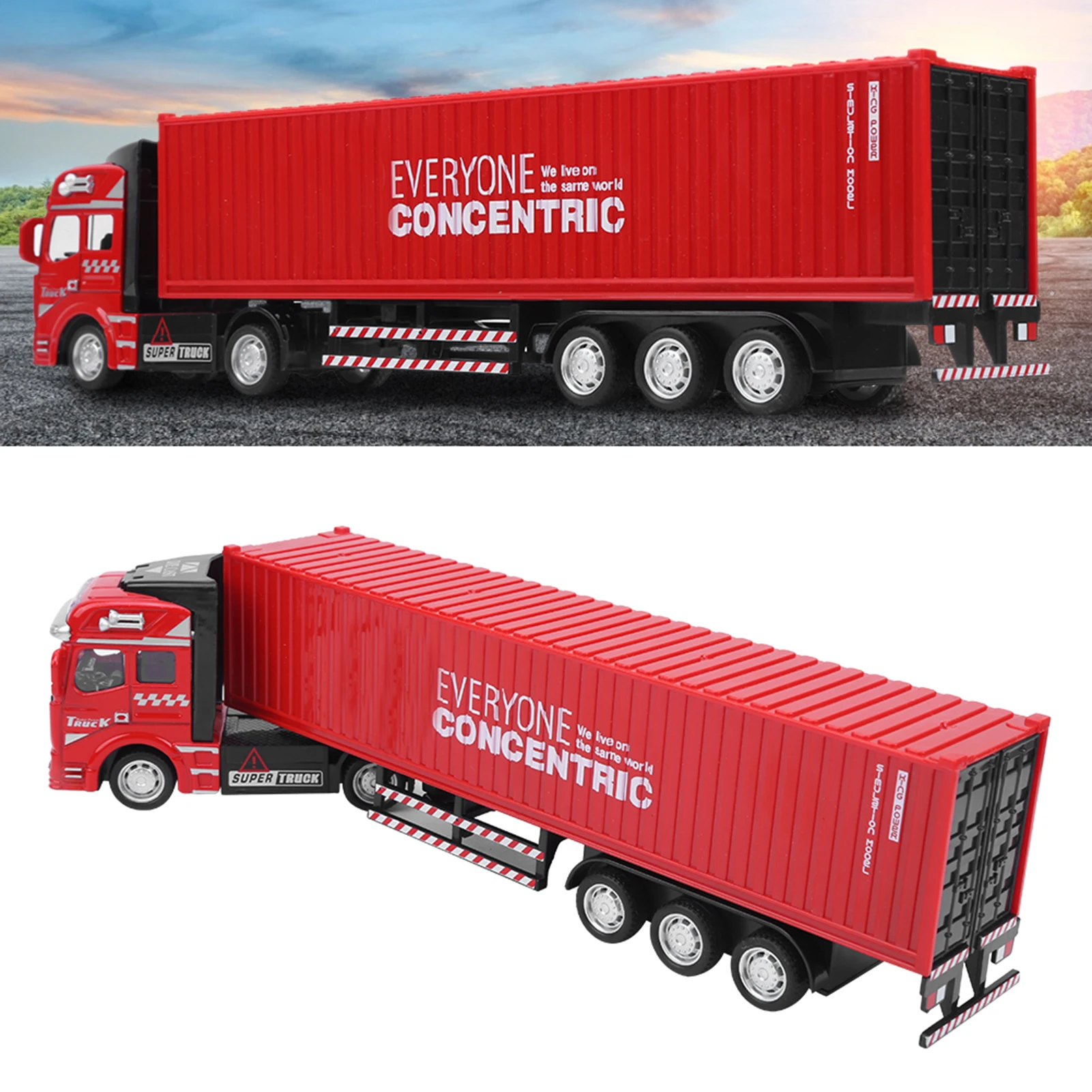 ZK30 1:48 Legierung Container Lkw Modell Spielzeug Hoch Simulation Kinder Auto Spielzeug FahrzeugRot Container Lkw Modell