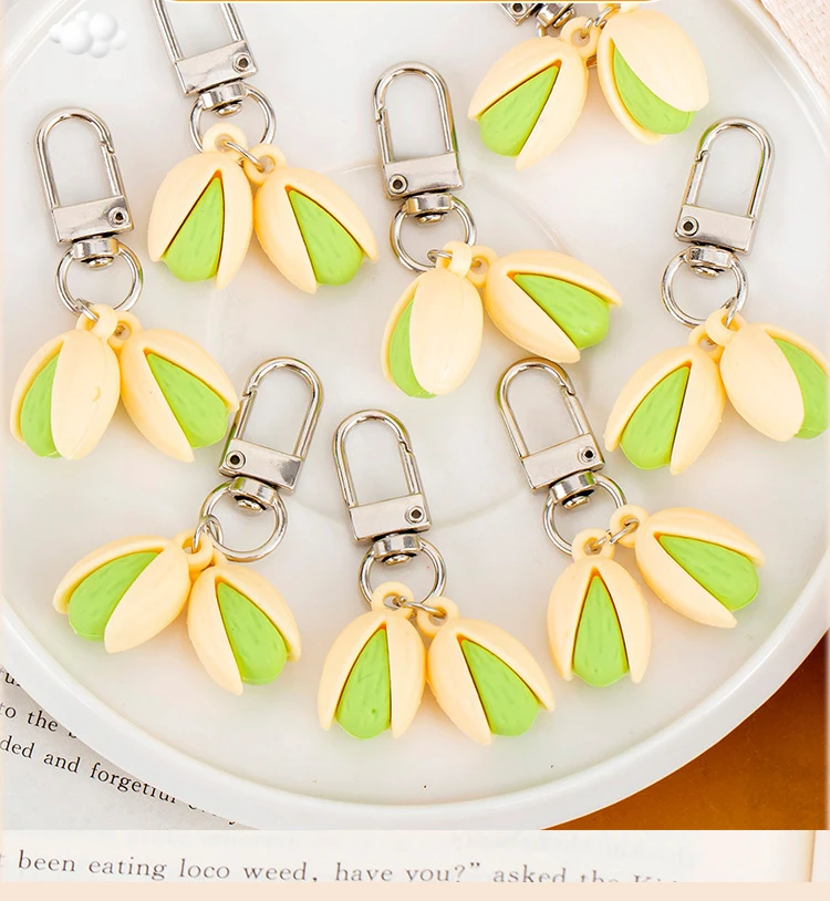 الإبداعية الفستق على شكل حلقات المفاتيح فستق مرحة مفتاح ملحق أقراط مفاتيح قوية الزينة للعب المكتب أو المنزل