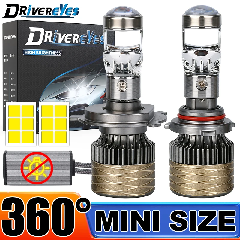 2Pcs H7 LED Headlight Bulbs With Projector Lens H4 H11 H8 H9 9005 HB3 9006 HB4 6000K High Low Beam Left Hand Drive Car Lamps 12V