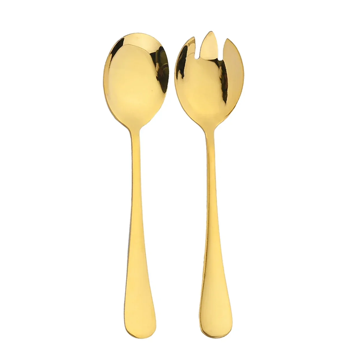 

2Pcs Gold Salad Spoon Fork Stainless Steel Salad Server European Style Salad Cutlery Set Kitchen Tool Accessories Tomshoo Lunch