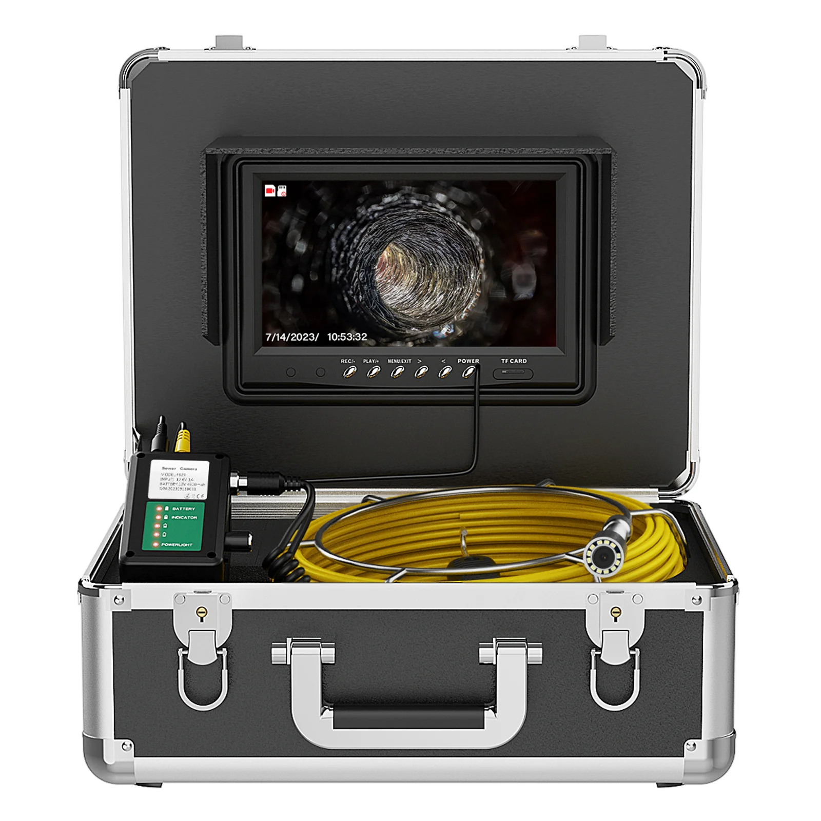 

9" IPS Sewer Auto Self Leveling 512Hz Transmitter 20M Cable Drain Pipeline Endoscope Cam