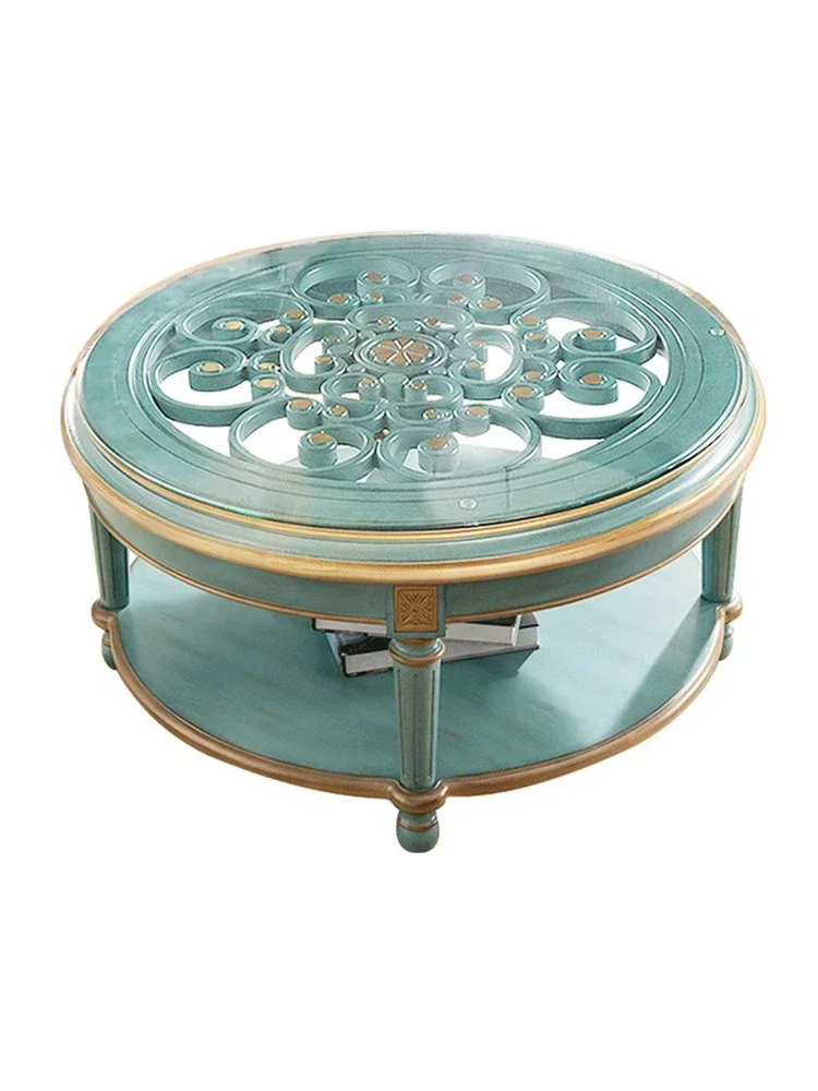 Living Room Coffee Table TV Cabinet Sofa Table round Table Vintage round Glass