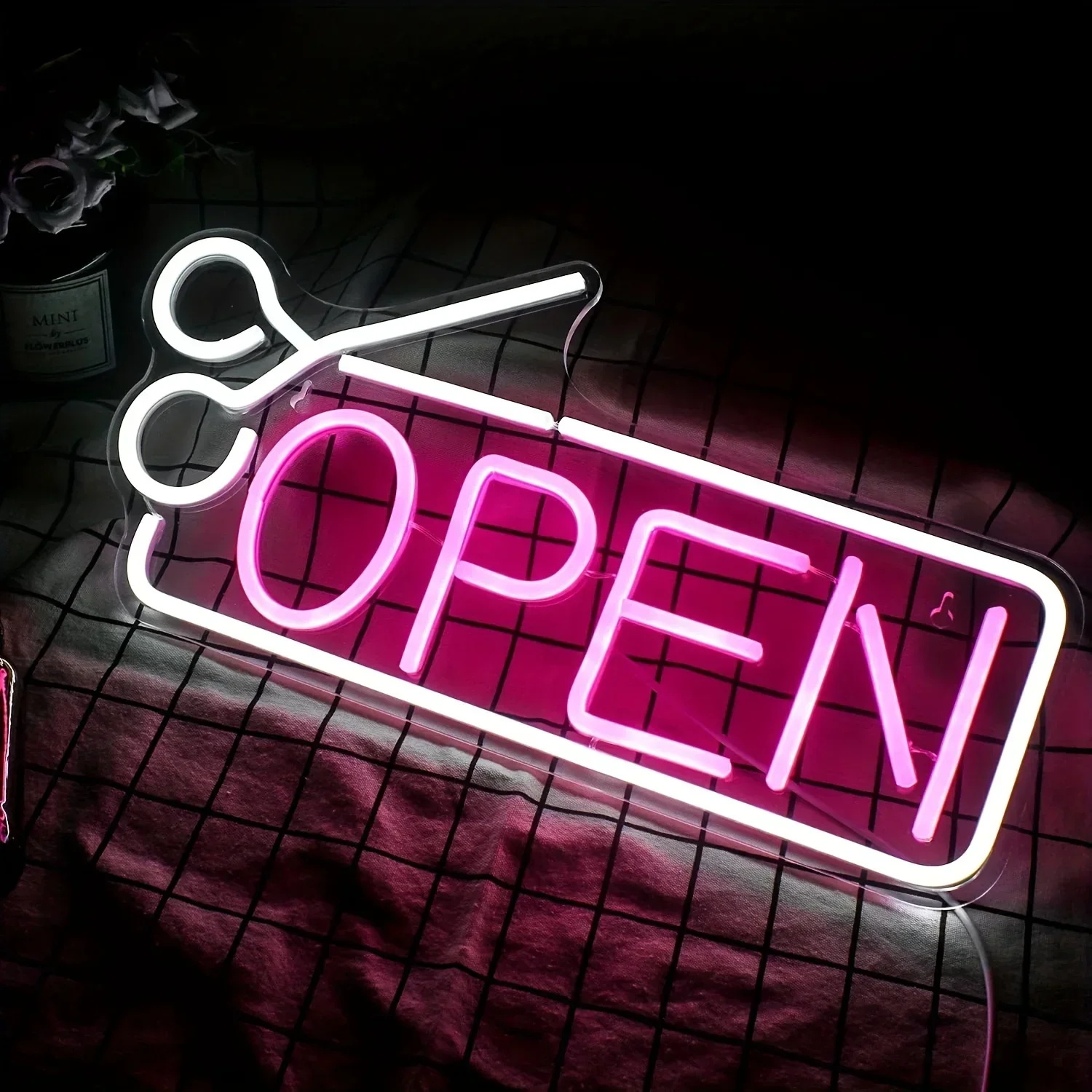 Scissors Open Neon Sign for Business-Neon Lights Sign for Party Bar Salon Stores Shop Hotel Wall Decor  for Store Windows