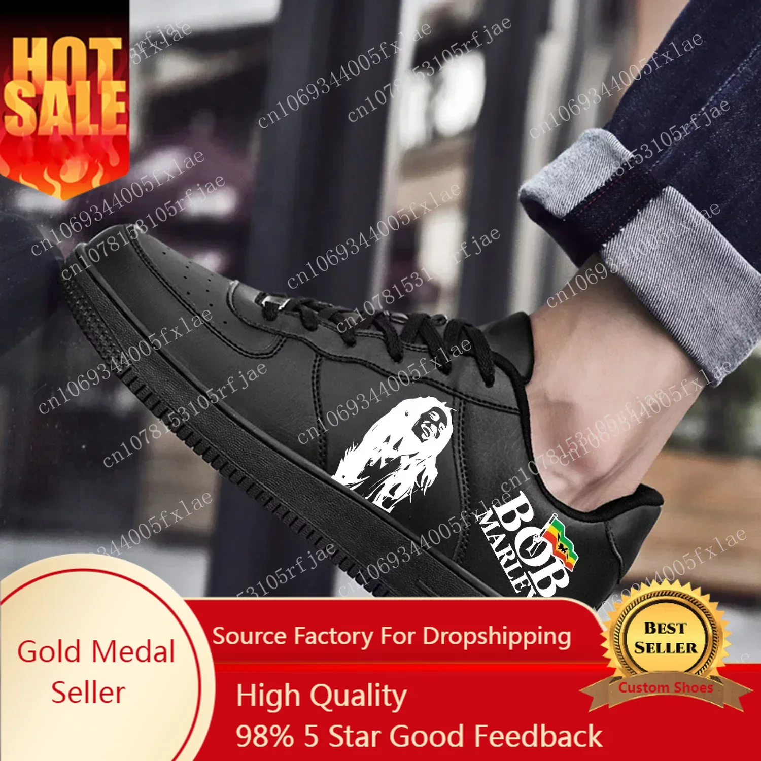 

Bob Marley AF Basketball Mens Womens Sports Running High Quality Flats Force Sneakers Lace Up Mesh Customized Made Shoe Black