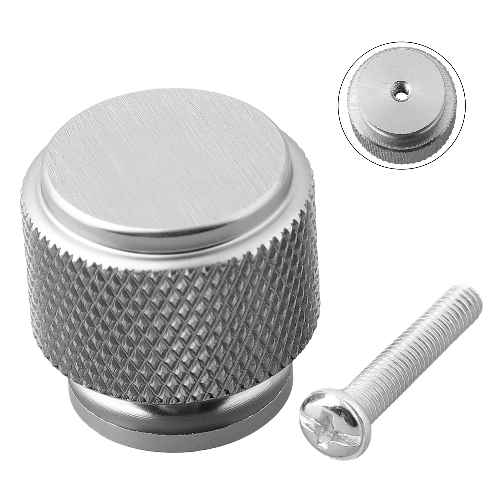 1pc Knurled Cabinet Knob Matt Black Aluminium Alloy Kitchen Cabinet Door Cupboard Drawer Knob Furniture Hardware Household Tool