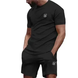 Sik Silk Summer fashion printed men's shorts set Quick drying Breathable sports set Short sleeve T-shirt set men's jogging set