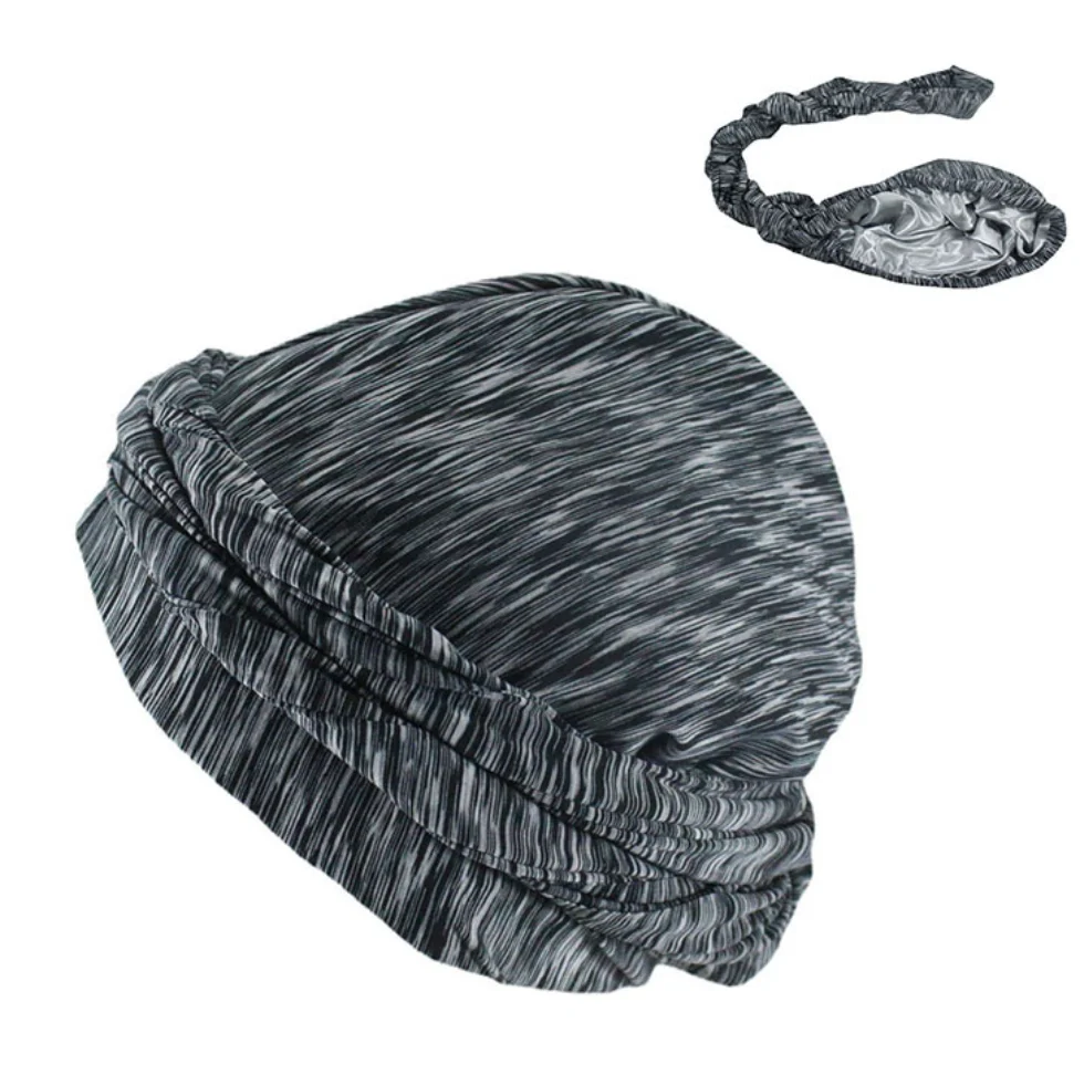 Satin Lined Turbans Hat Men Headwrap Halo Chemo Caps For Men Indian Muslim Head Wrap Silk Women Bandana Beanie Cap Docker Hats