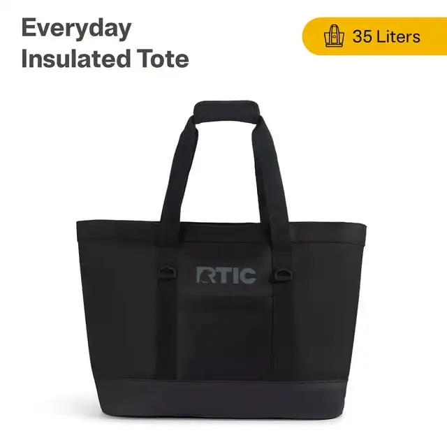 

RTIC Bolsa Tote Aislada 35 Ltr (Negra) - Refrigeradora Antifugas