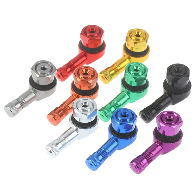 1Pc Motorcycle Rim 90 Degree Angle Aluminum Alloy Valve Motorcycle Wheel Tire Tubeless Valve Stems For Car Bike Rim Wheel Parts