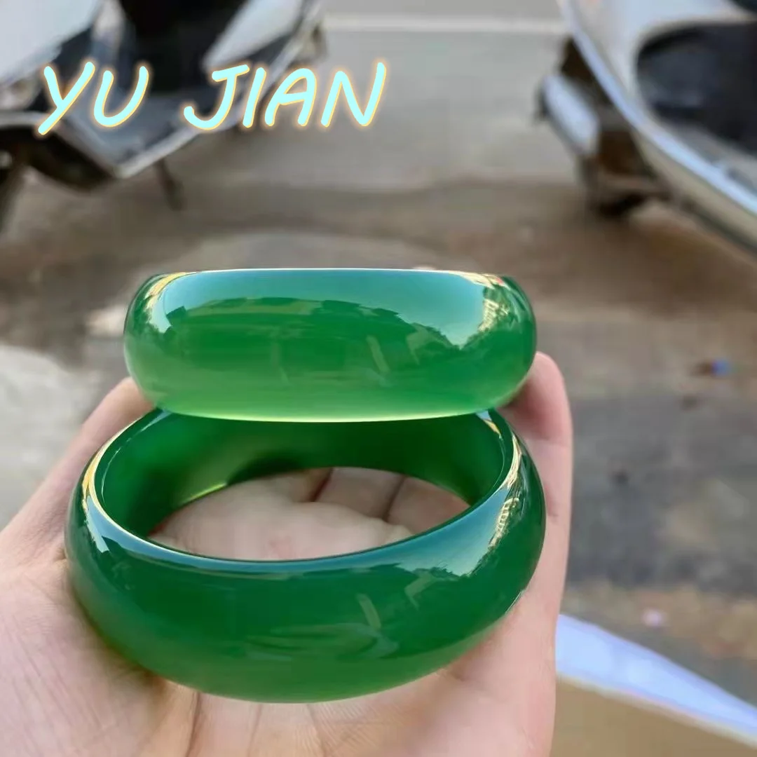 

New Exquisite Emperor Green Chalcedony Female Model Agate Jade Bracelet Girl Jadeite Color A Goods Ice Species Fashion Bangle J