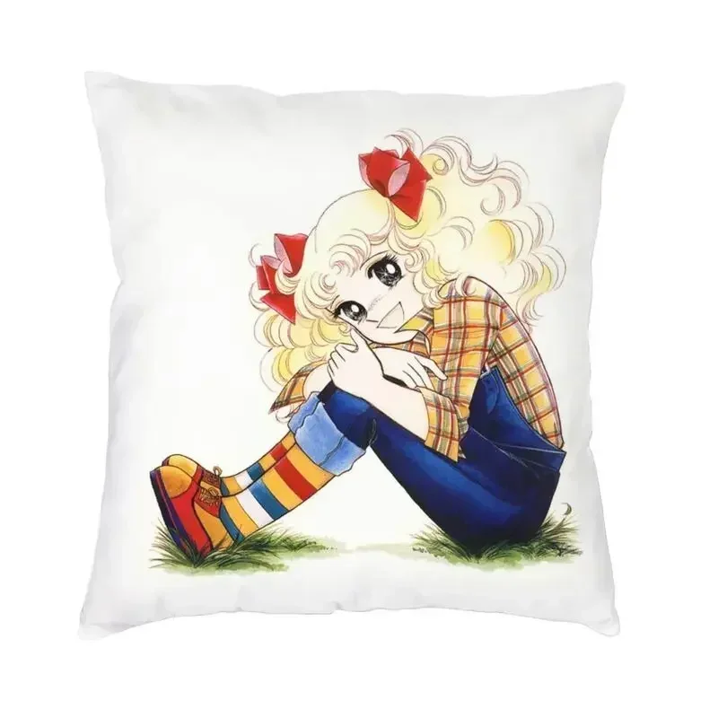 Anime Candy Candy Terry Snow Pillow Decor Home Luxury Japanese Retro Manga Cushions for Sofa Square Pillowcase