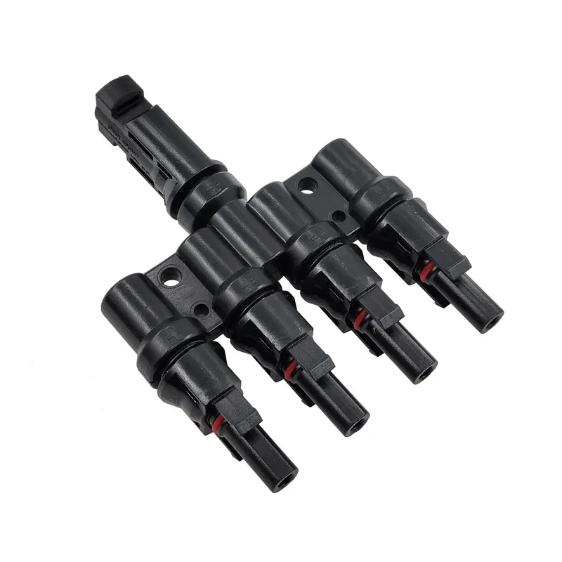 1 Pair IP67 Approved 4 to 1 Male With Female Solar PV Connector T Type Solar 100% PP0 Parallel DIY Solar Kits System T Branch