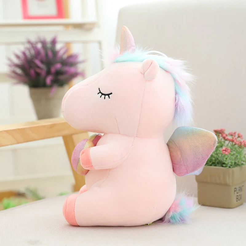 Kawaii Dream Unicorn Plush Toys Lovely Heart Unicorn With Wing Fluffy Dolls Soft Stuffed Animal Pillow Girls Kids Birthday Gift