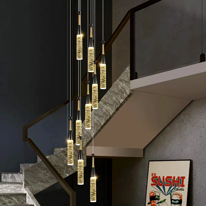 

Modern stairs lighting long pendant light lamps for living room led Chandeliers for dining room hanging light indoor lighting