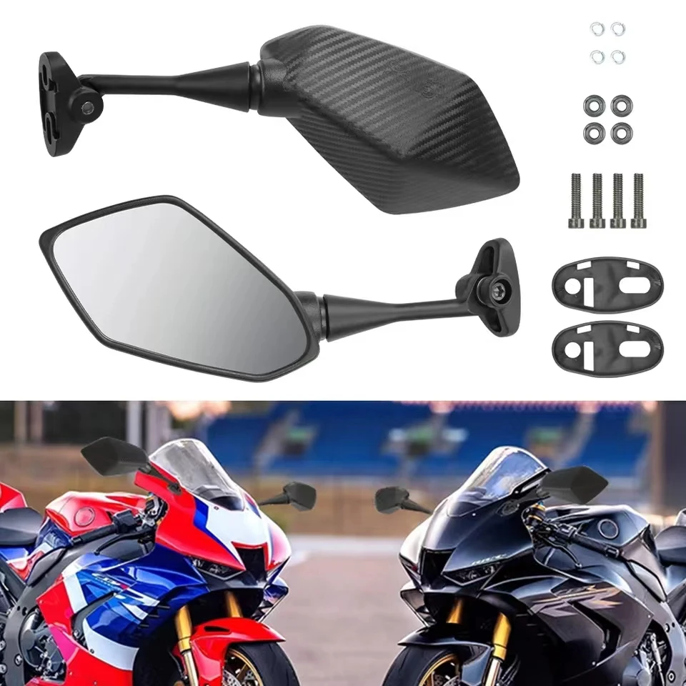 Pair For Yamaha YZF R1 R6 R25 R15 R125 R3 R1S R1M FZ6R Mirrors Motorcycle Scooter Rear View Mirror Carbon Look