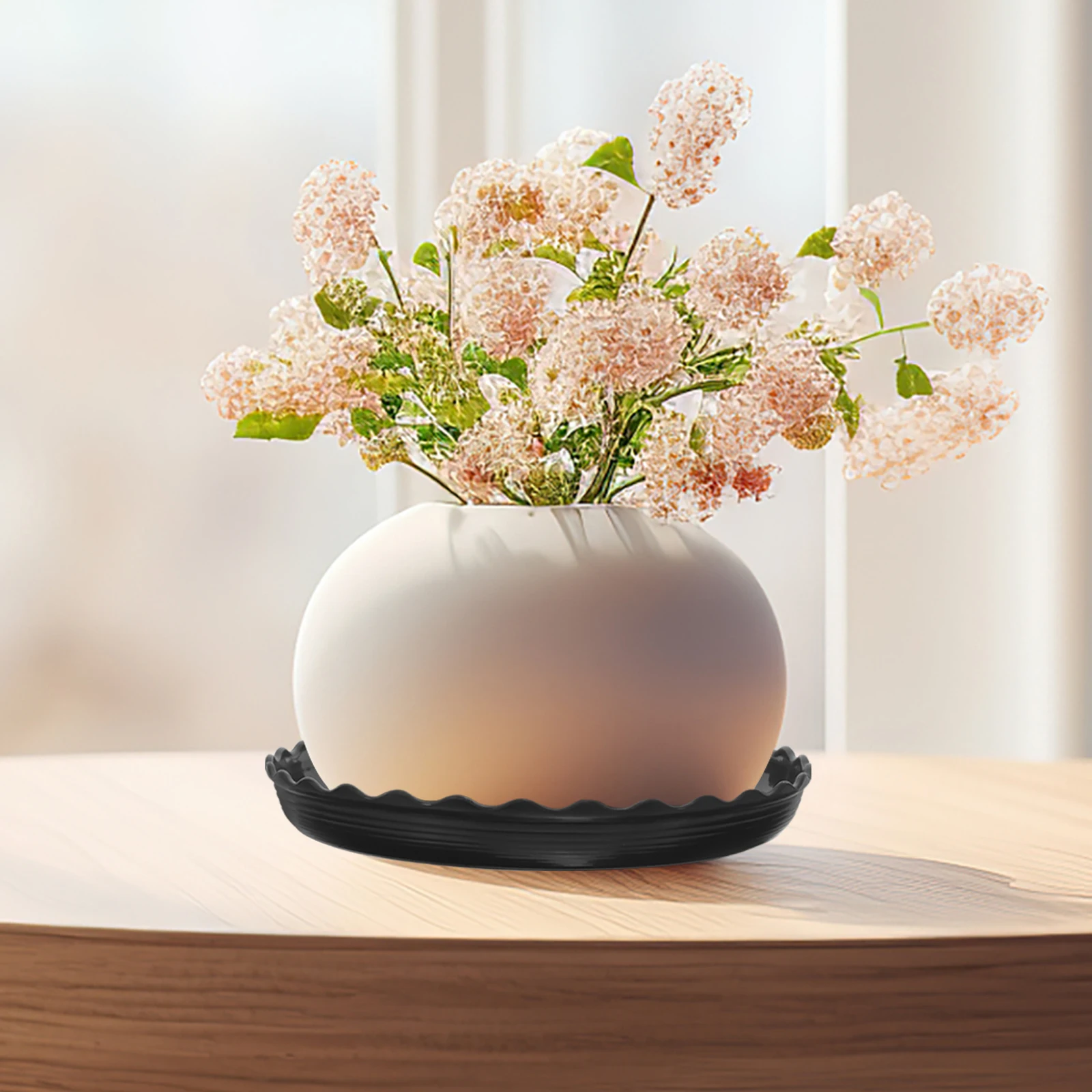 

5pcs Black Trays No Holes Plant Drainage Tray Durable Flower Pot Saucers Potted Plant Containers Garden Supplies