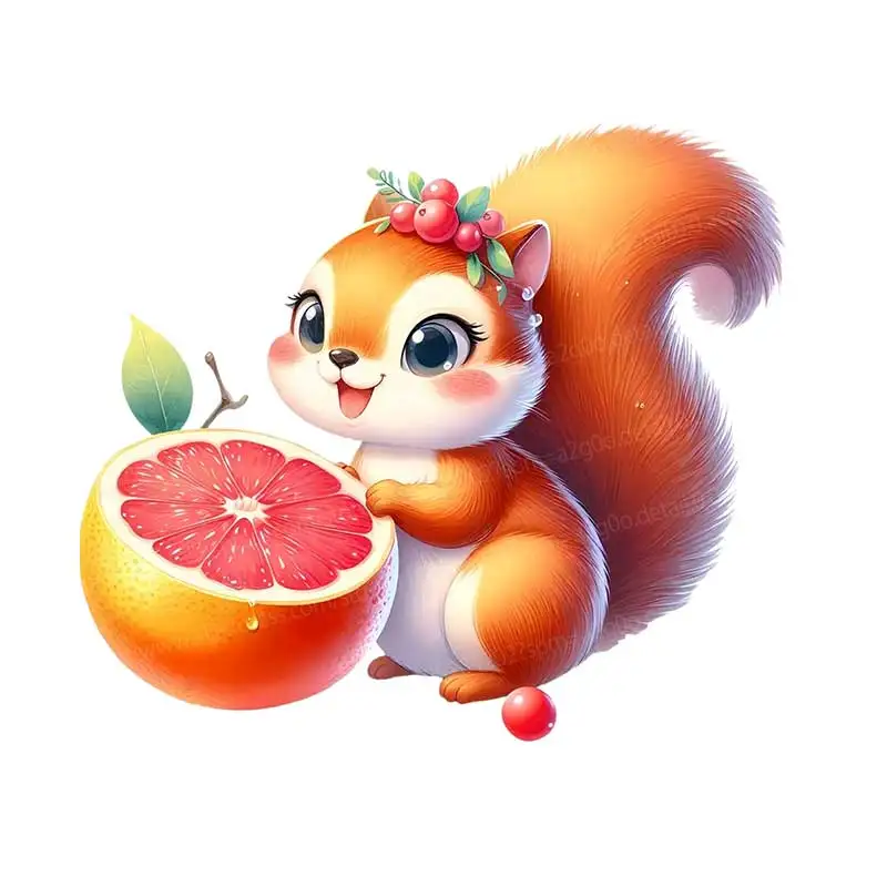 Little Squirrel Fruit Wall Stickers Children's Room Decorative Living Room Door Window Background Adhesive Decals AA38