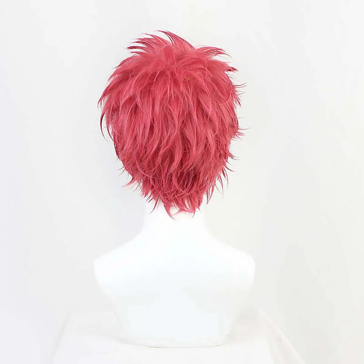 Hombres Halloween Anime Fans Akaza Cosplay Vino Rojo Onda Corta Cosplay Pelucas de Pelo Sintético Resistente Al Calor